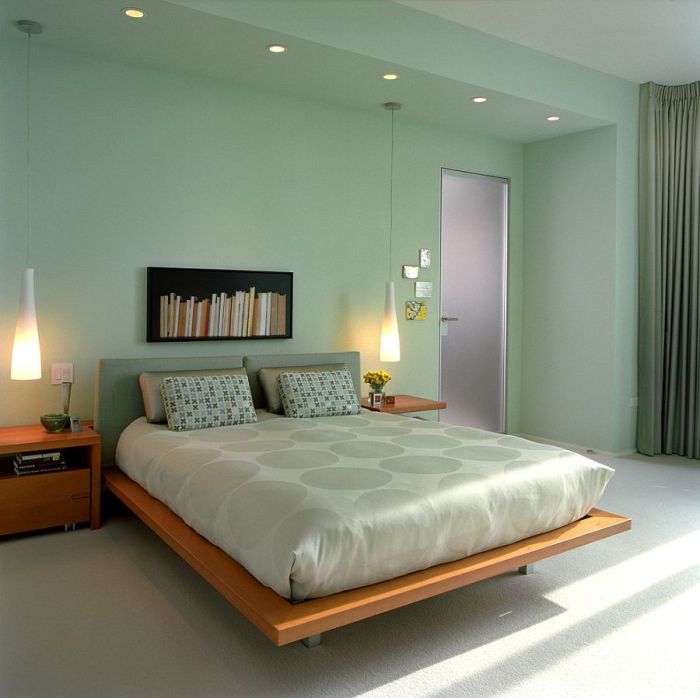 Green colour bedroom design