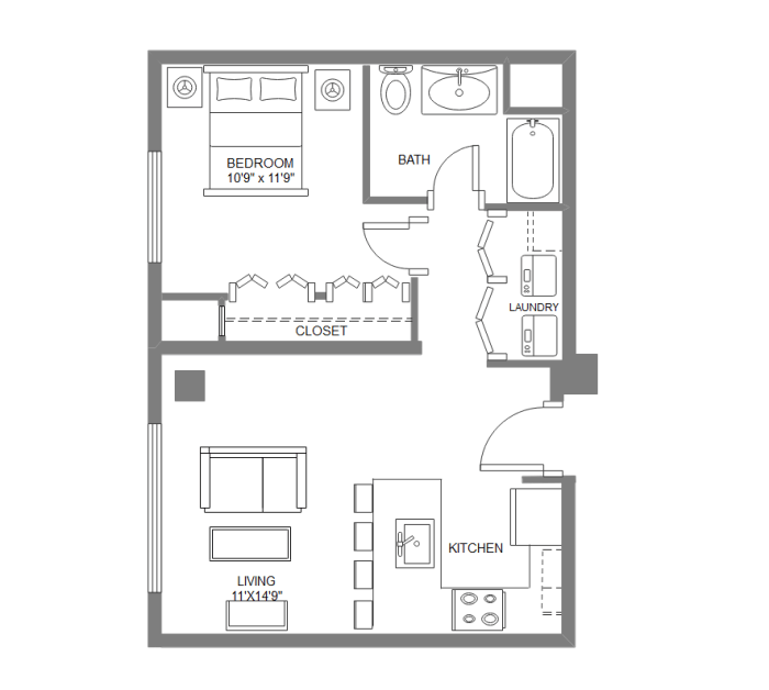 Small 1 bedroom apartment design plans