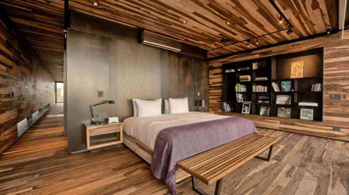 Bedroom wall wooden design