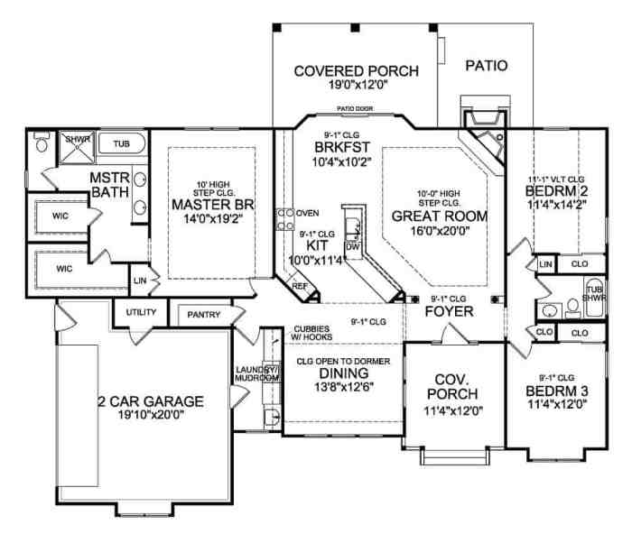 3 bedroom one story house design