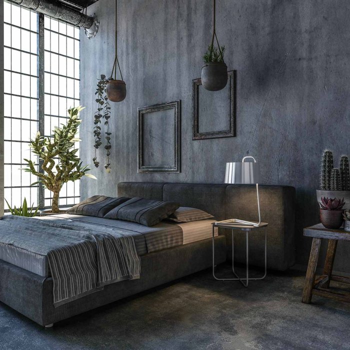 Industrial bedroom design ideas